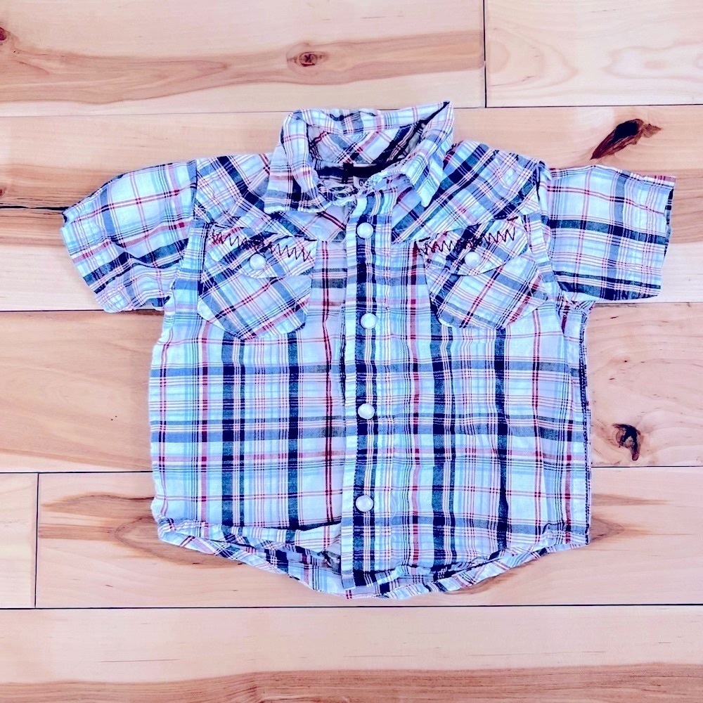 Gymboree baby plaid snap up short sleeve 3-6 months